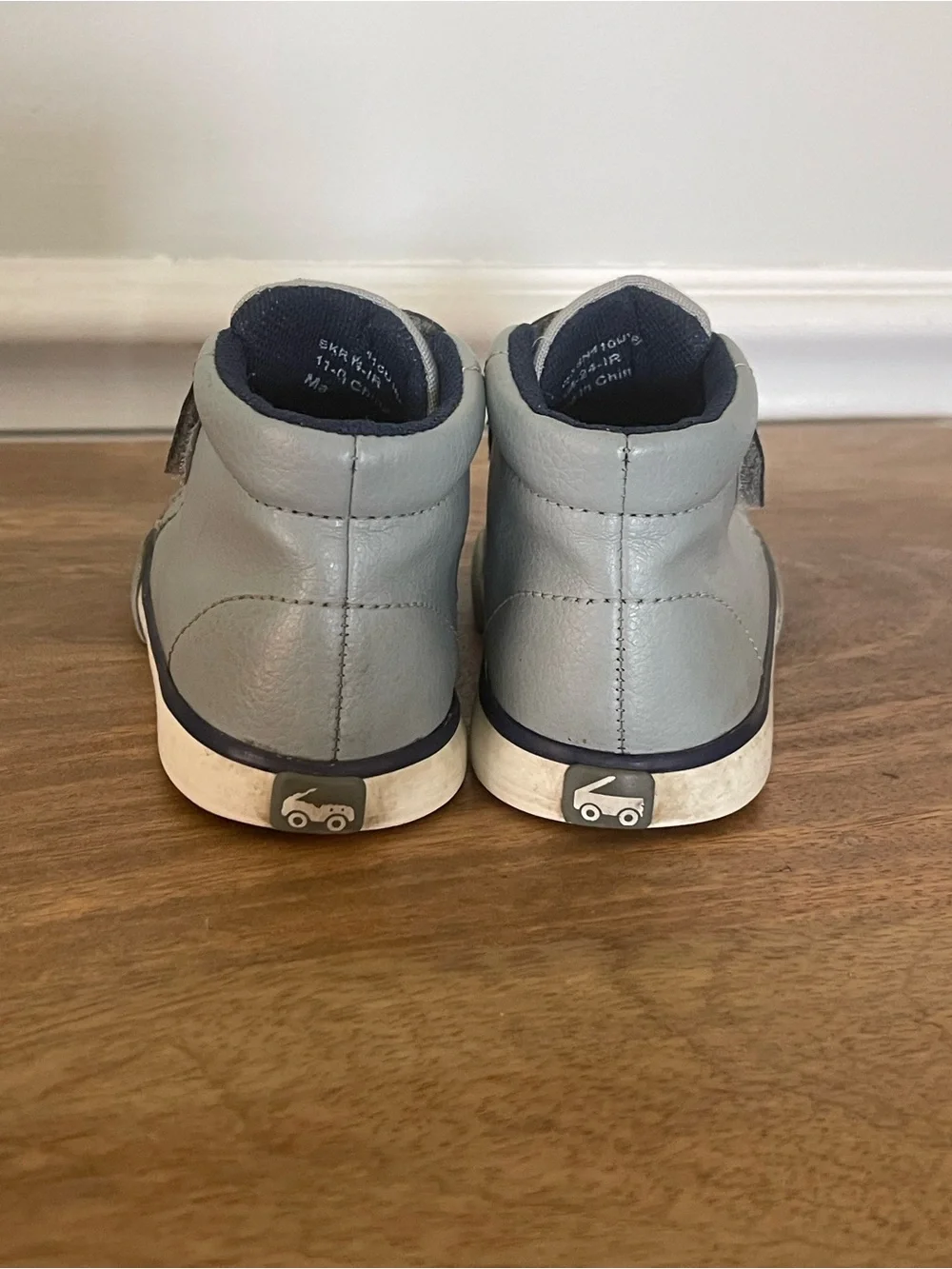 See Kai Run Light Gray and Navy High-Top Sneakers - Velcro